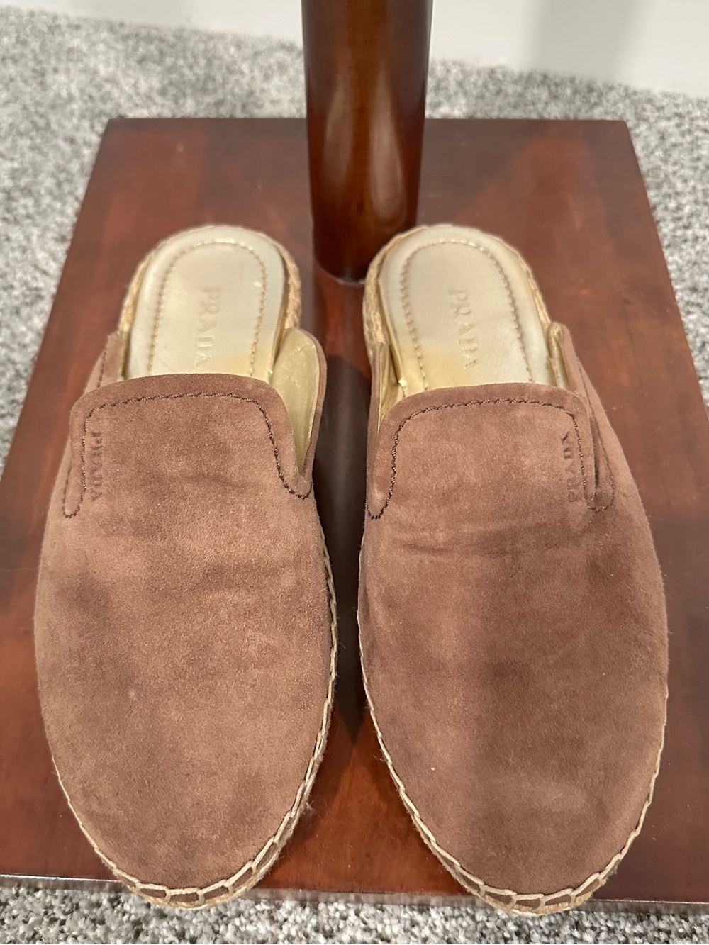 Prada Brown Suede Slip-On Espadrilles